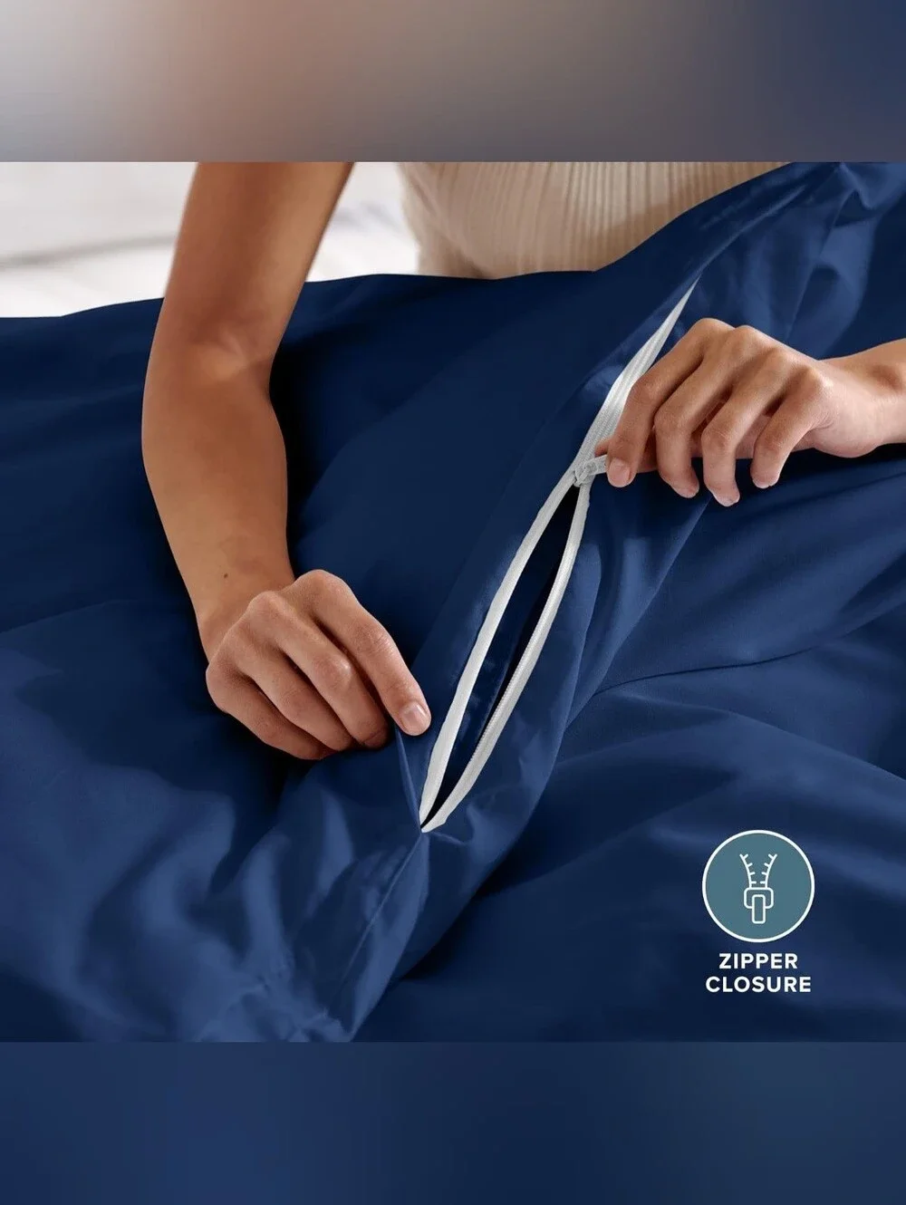 Bare Home Queen Microfiber Duvet Cover Set 3pc - Dark Blue NIP
